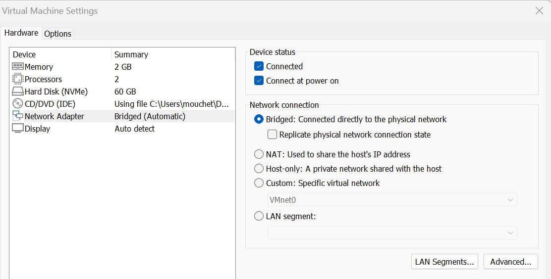 VM Network Setting See vm-net-settings.png